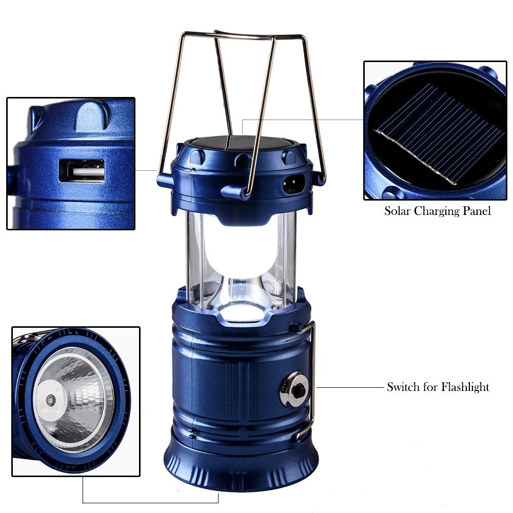 2 Solar Collapsible LED Lantern 3-in-1 Rechargeable, Flashlight & USB Power  Bank - Portable, Bright, Eco-Friendly - Camping, Outdoor Activities