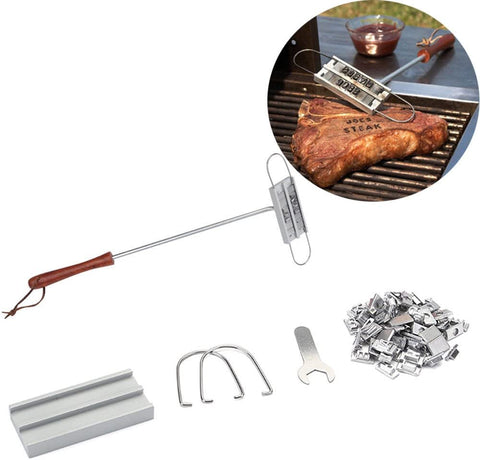 BBQ BRANDING NAME PRESS IRON SET STEAK MEAT GRILL STAMP TOOL CHANGEABLE  LETTERS